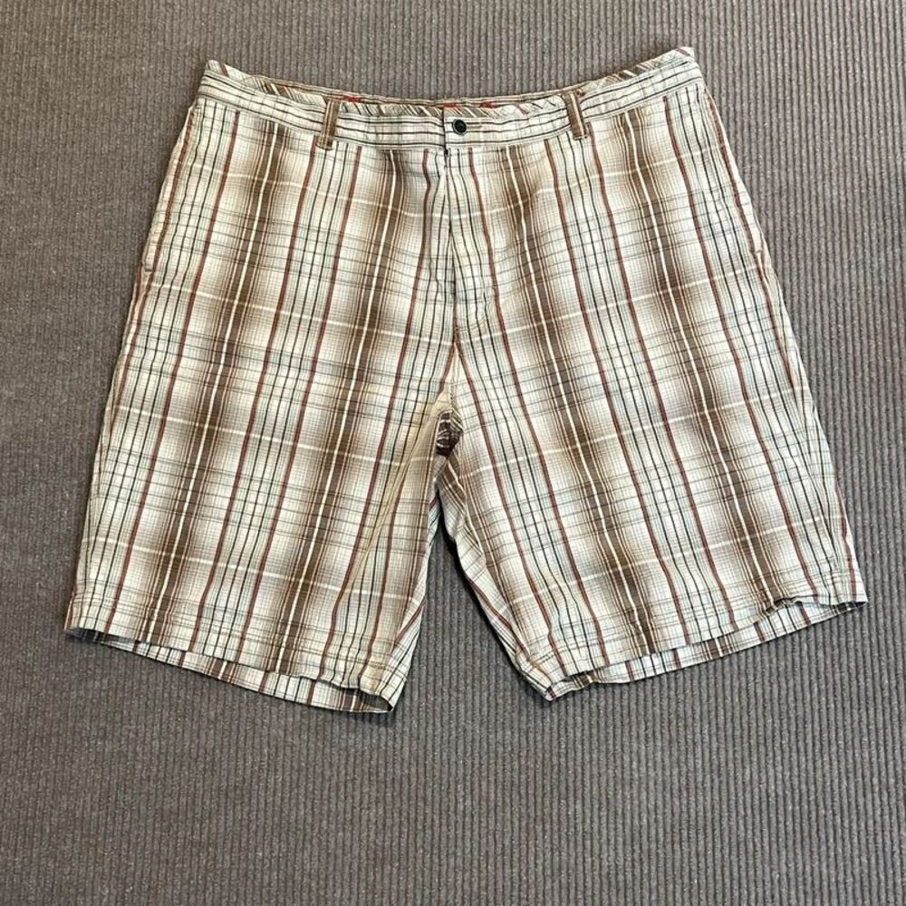 Tommy Bahama Men’s 42 Silk Cotton PlaidShorts Brown Coral Cream Snap Pockets